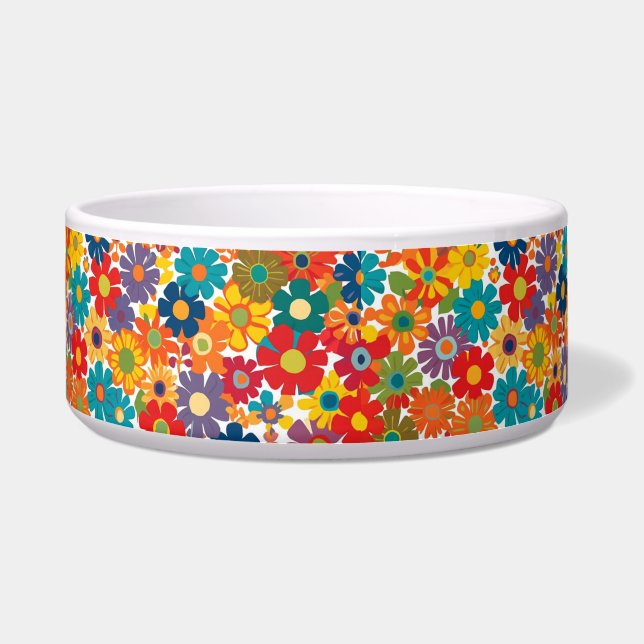 Comedero Vibrant Retro 60s Daisy Flower Power Pattern (Frente)