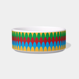 Comedero Vieiras amarillas verdes y geométricas rojas y azu