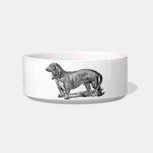 Comedero Vintage Dachshund Dog Alimentos Y Agua