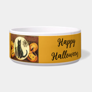 Comedero Vintage Happy Halloween Negro Cat Decoración de ba
