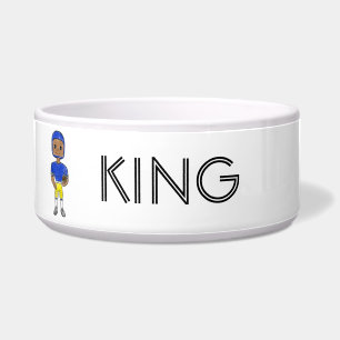 Comedero vintage retro jugador de fútbol azul amarillo simp