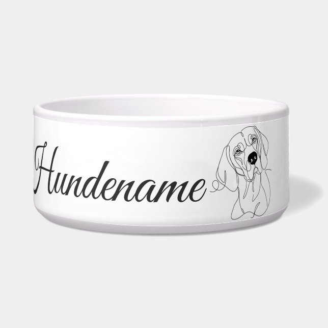Comedero Vizsla Minimalist Line Art personalized bowl (Frente)
