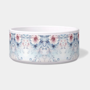 Comedero Watercolor Blue Pink Floral Ceramic Pet Bowl