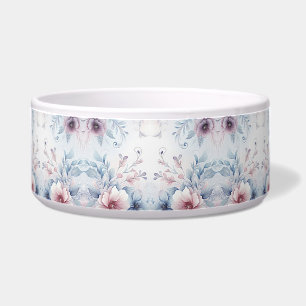 Comedero Watercolor Blue Pink Floral Ceramic Pet Bowl