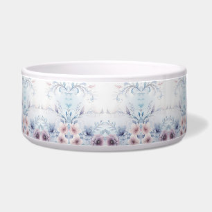Comedero Watercolor Blue Pink Floral Ceramic Pet Bowl