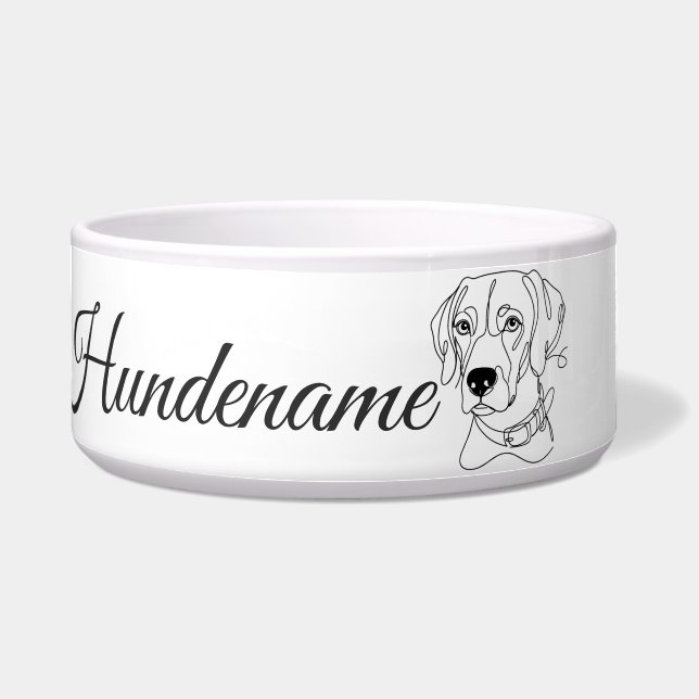 Comedero Weimaraner Minimalist Line Art personalized bowl (Frente)