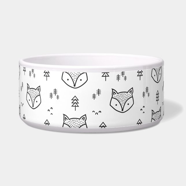 Comedero Whimsical Cute Fox en fondo blanco (Frente)
