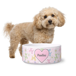 Comedero Whimsical Pastel Poodle Personalized Pet Bowl
