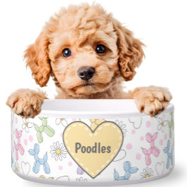 Comedero Whimsical Pastel Poodle Personalized Pet Bowl