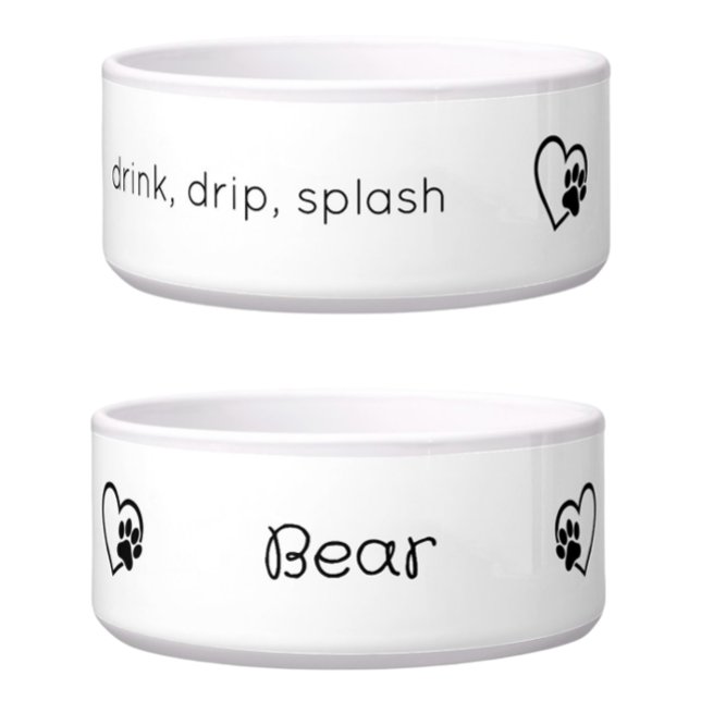 Comedero White 'drink drip splash' Dog Name Bowl (Subido por el creador)