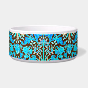 Comedero William Morris Hyacinth Print, Aqua y Brown