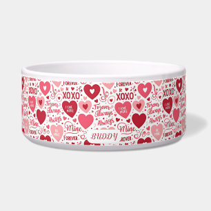 Comedero XOXO & Siempre Mía Rojo y Rosa Personalizado Masco
