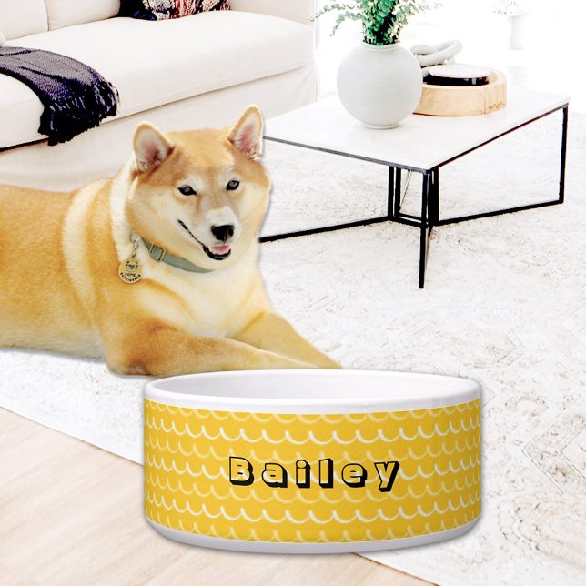 Comedero Yellow Waves Pattern Ceramic Pet Bowl (Subido por el creador)
