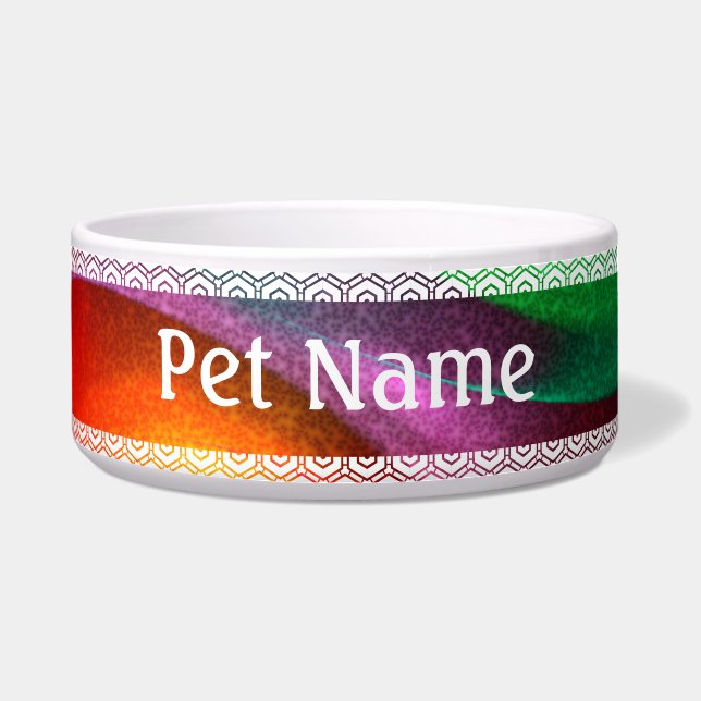 Comedero Yin Verde Rojo Yang Patrón de arte abstracto moder (Frente)