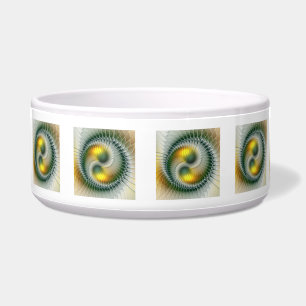 Comedero Yin Yang Green Yellow Resumen Fractal colorido