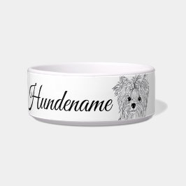 Comedero Yorkie Minimalist Line Art personalized food bowl