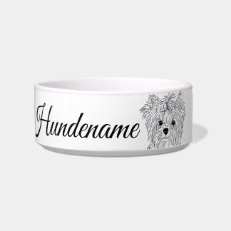Comedero Yorkie Minimalist Line Art personalized food bowl