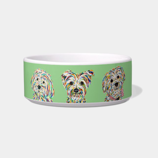 Comedero Yorkshire Terrier Bichon Maltipoo Green Bowl (Frente)