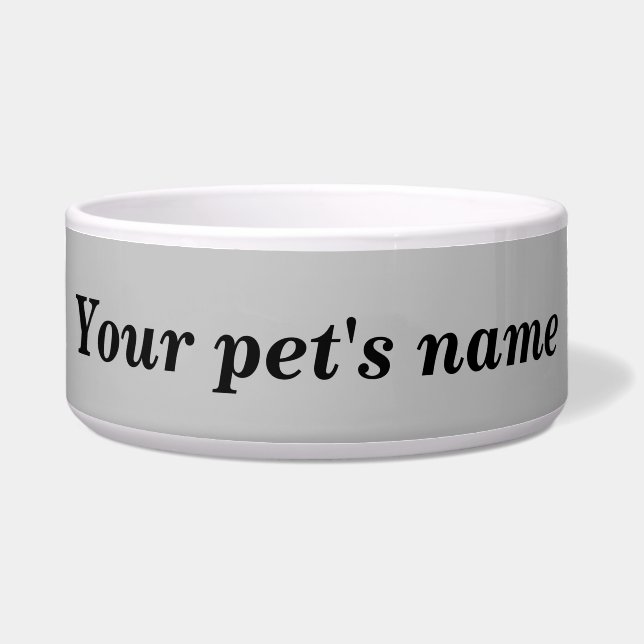 Comedero Your Dog’s Name With Gray Background on Pet Bowl (Frente)