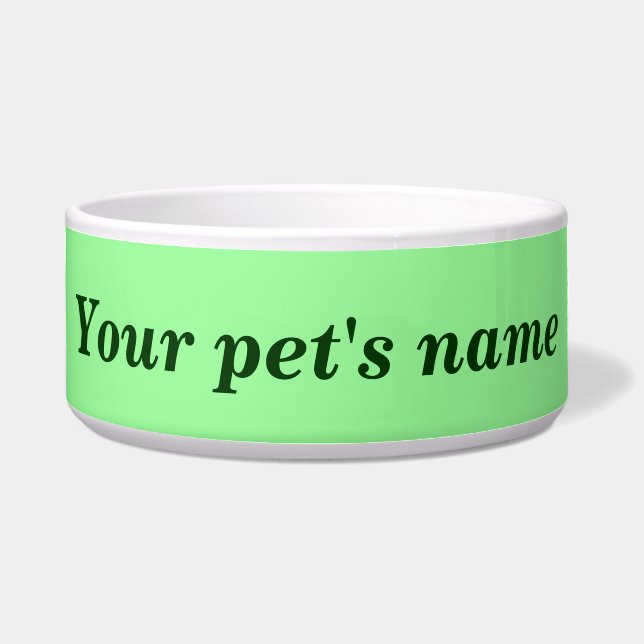 Comedero Your Pet’s Name With Light Green Background on Pet (Frente)