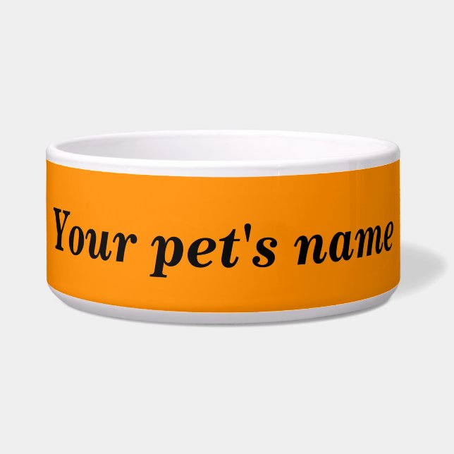 Comedero Your Pet’s Name With Orange Background on Pet Bowl (Frente)