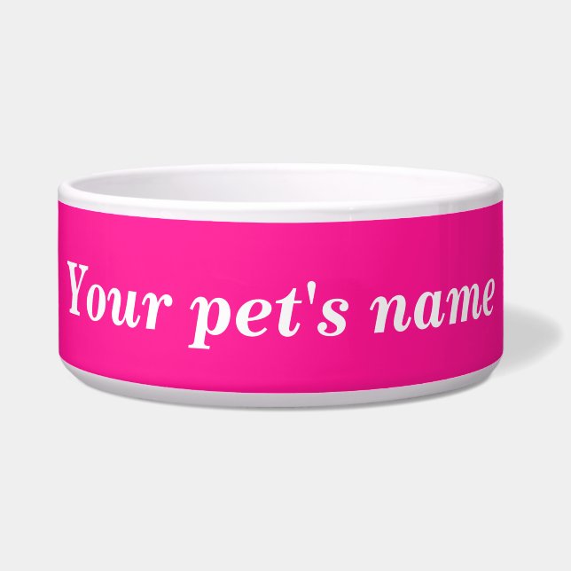 Comedero Your Pet’s Name With Pink Background on Pet Bowl (Frente)