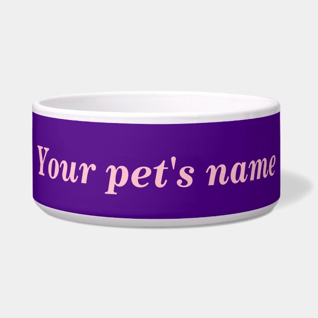 Comedero Your Pet’s Name With Purple Background on Pet Bowl (Frente)