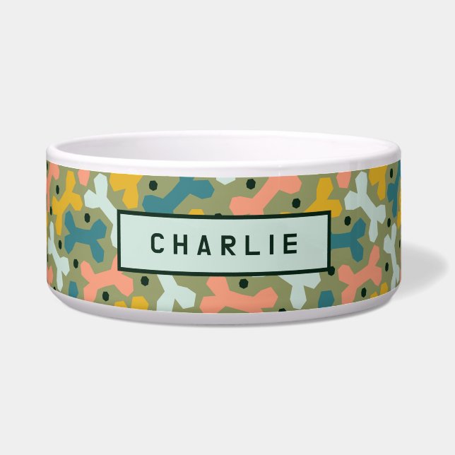 Comedero Yummy Bone trata a Mascota de Personalizable verde (Frente)