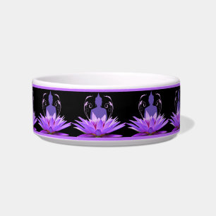 Comedero Zen Yoga Meditación Lotus Flor Perro Gato Púrpur