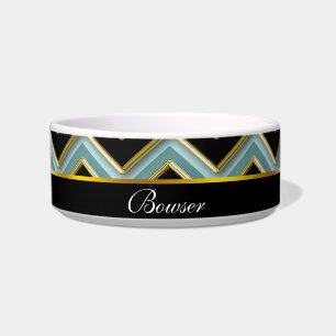 Comedero ZigZag Verde azulado de oro negro