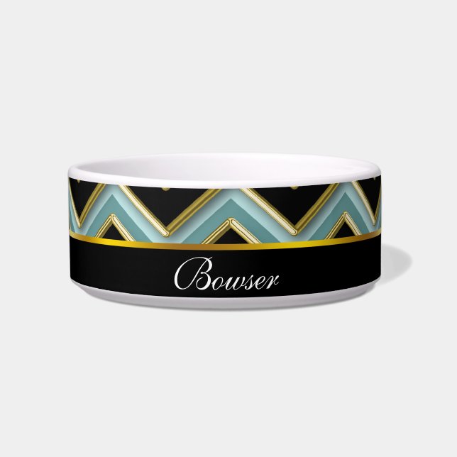 Comedero ZigZag Verde azulado de oro negro (Frente)