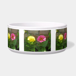 Comedero Zinnias rosadas y amarillas Tazón de perro