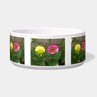 Comedero Zinnias rosadas y amarillas Tazón de perro