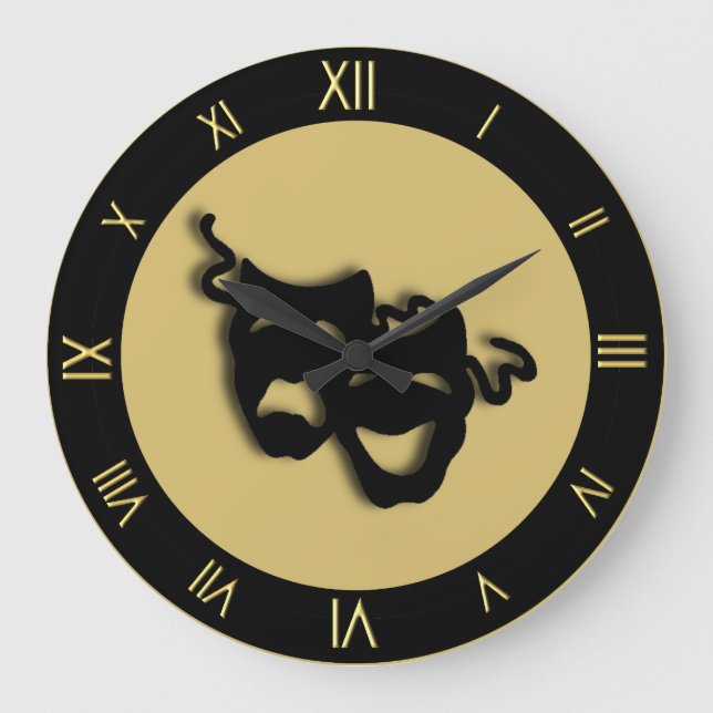 Comedia y tragedia Golds reloj de pared de teatro (Anverso)
