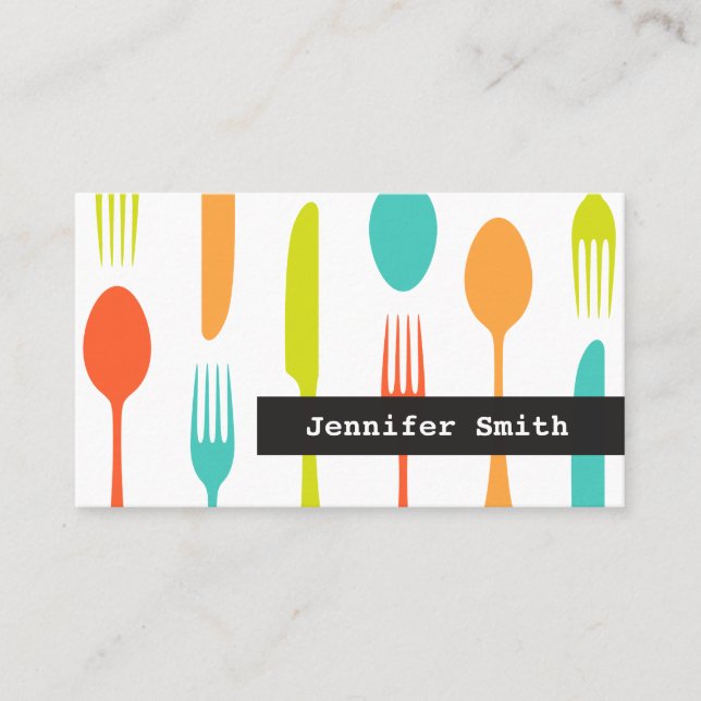 Comedor colorido o tarjeta de visita del chef (Anverso)