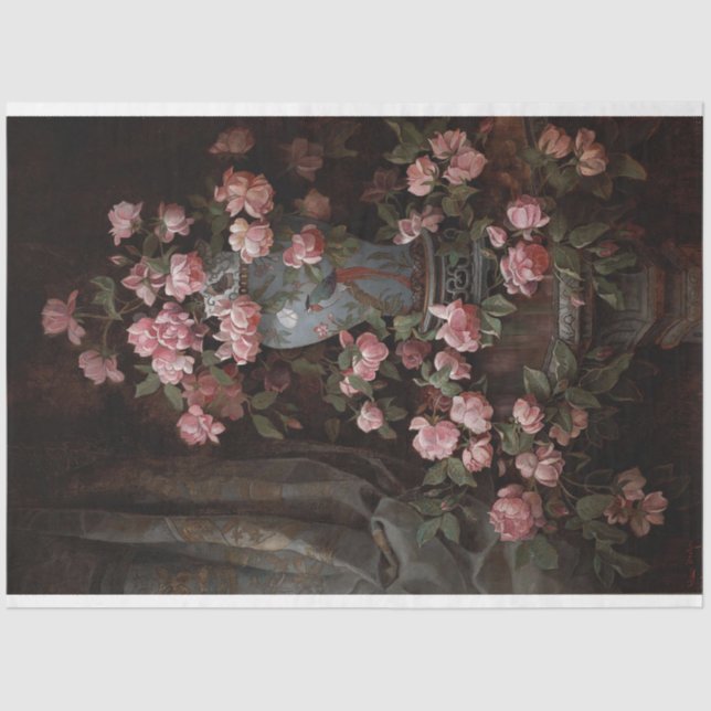 Comedor floral de papel negro (Anverso)