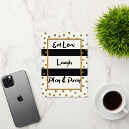 Comer amor reír rezar rezar puntos de oro negro