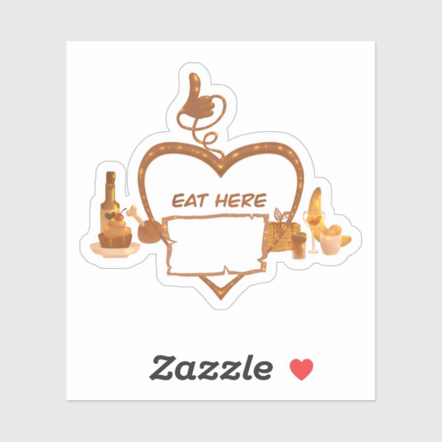 Comer aquí pegatina de negocios sabroso (Hoja)