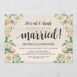 Comer, beber, carta de invitación de recepción de
