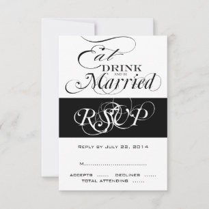 Comer, Beber, Casarse RSVP Para Invitaciones Cuadr