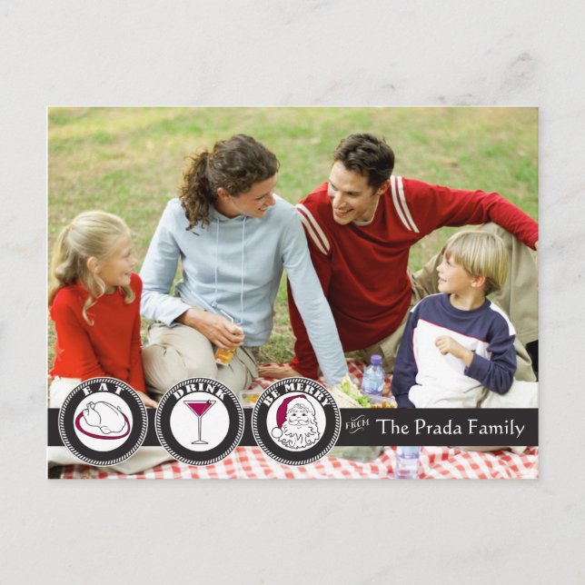 Comer, beber, ser la tarjeta navideña (Anverso)