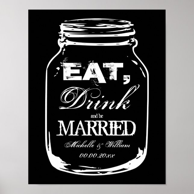 Comer beber y casarse con posters bodas de jarra d (Frente)