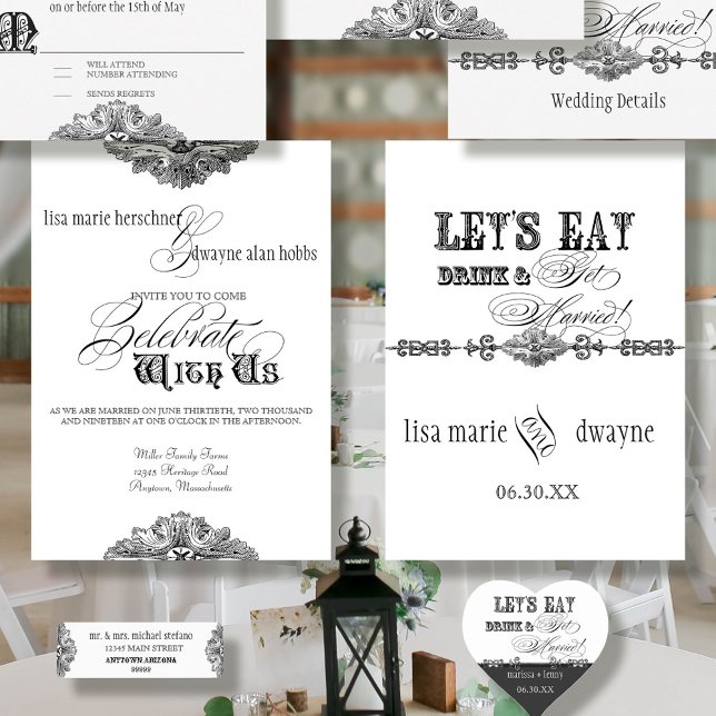 Comer, beber y casarse Invitación a la boda formal (Subido por el creador)