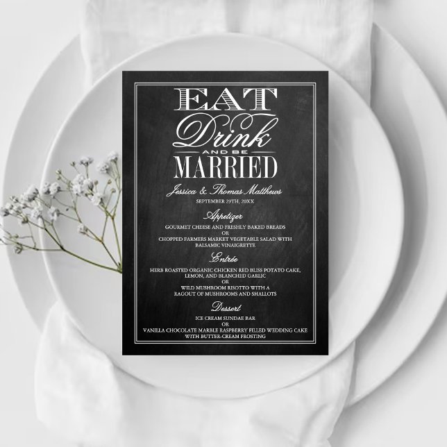 Comer, beber y casarse Menús Boda de Chalkboard (Subido por el creador)