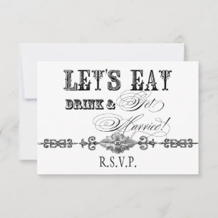 Comer, beber y casarse Tarjeta de respuesta RSVP f