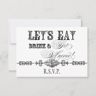 Comer, beber y casarse Tarjeta de respuesta RSVP f