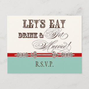 Comer, beber y casarse Tarjeta de respuesta RSVP f