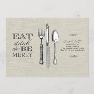 Comer, Beber y Divertirse Invitación en Lino