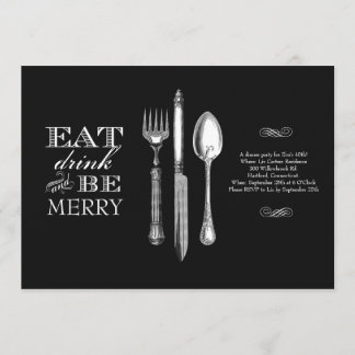 Comer, Beber y Divertirse | Invitación en Negro