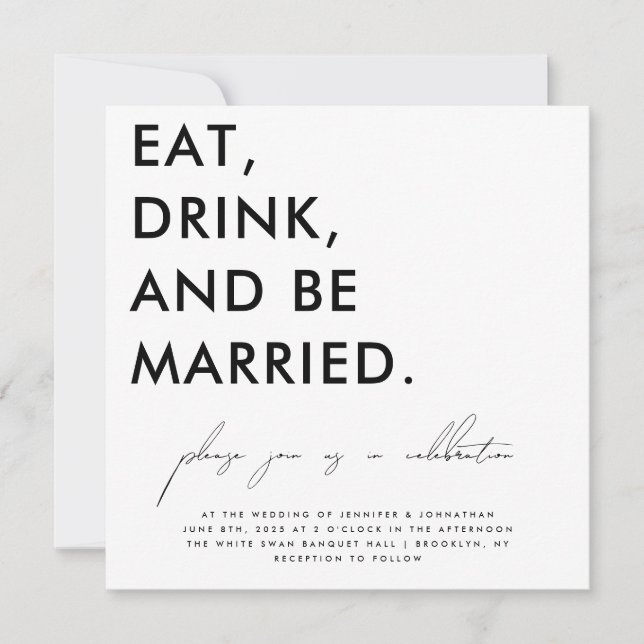 Comer, beber y estar casada con la invitación a la (Anverso)
